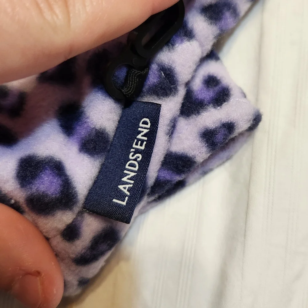 Lands End Purple Leopard Print Mittens Size Large